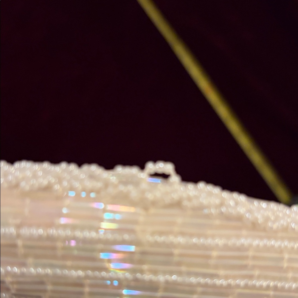 Vintage Magid Elegant Cream aurora borealis Beaded Women's Evening Bag with stra - Picture 11 of 12